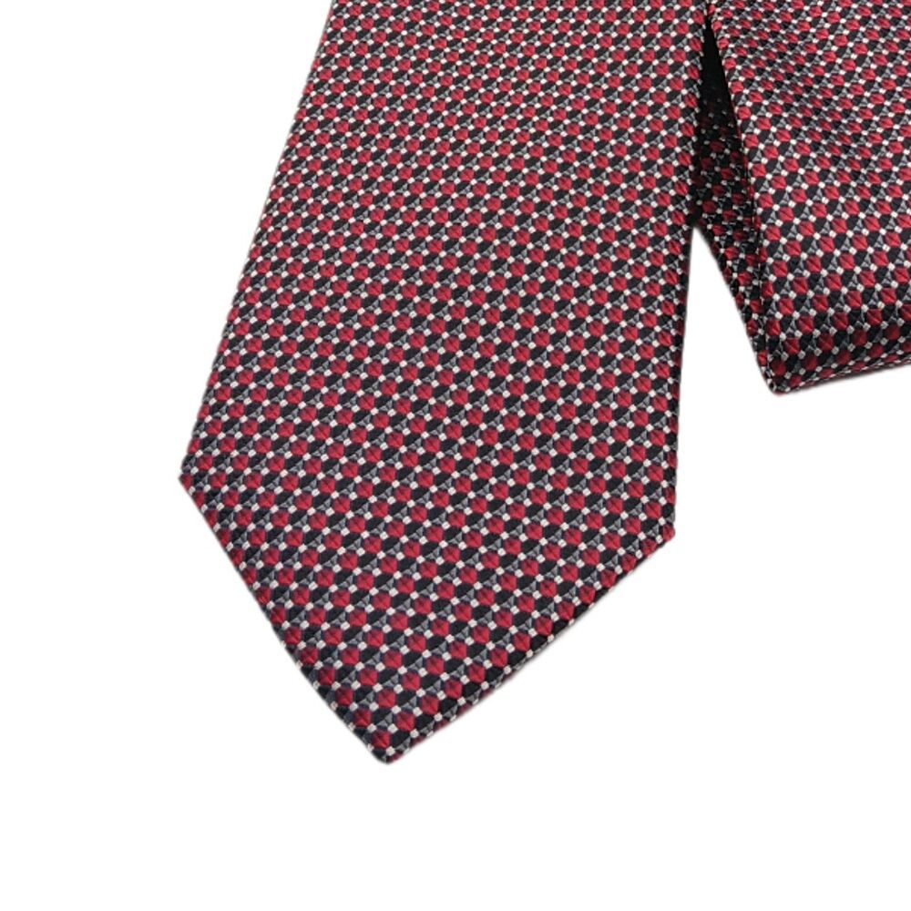 Alexander Julian Colours Geometric Tie Mens 60” Red Gray Dot Classic New